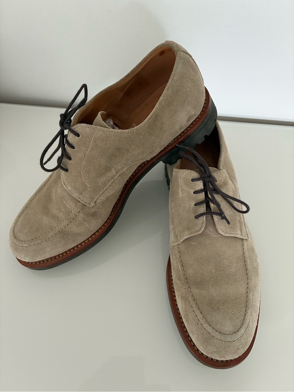 Suede Derby Shoes in Light Beige - Classic Lace-Up Men’s Oxford